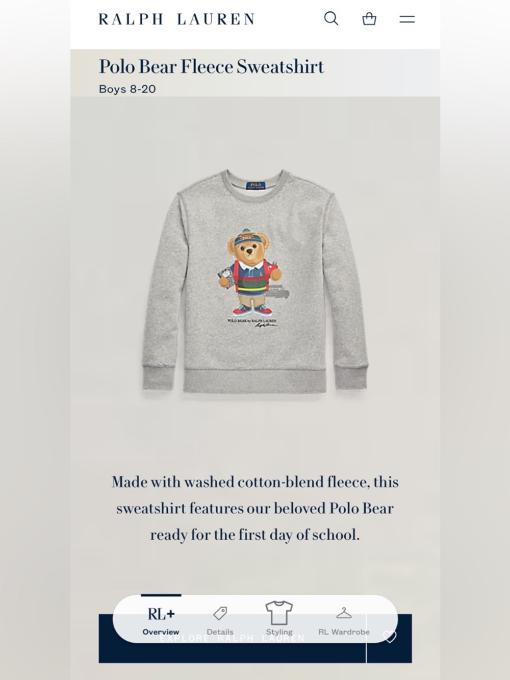 Polo by Ralph Lauren Gray Sweatshirt with Polo Bear Graphic